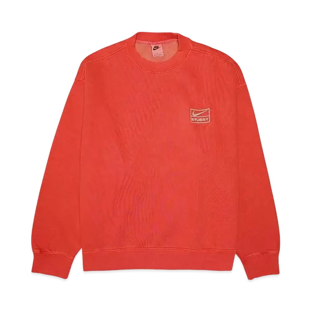 Nike x Stussy Pigment Dyed Fleece Crew (US Size) "Habanelo Red" FQ3015-642