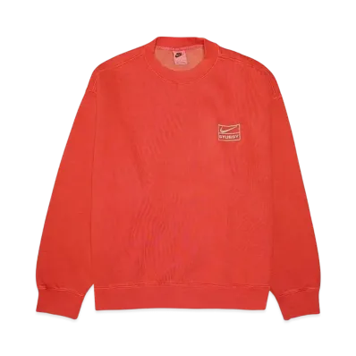 Nike x Stussy Pigment Dyed Fleece Crew (US Size) "Habanelo Red" FQ3015-642
