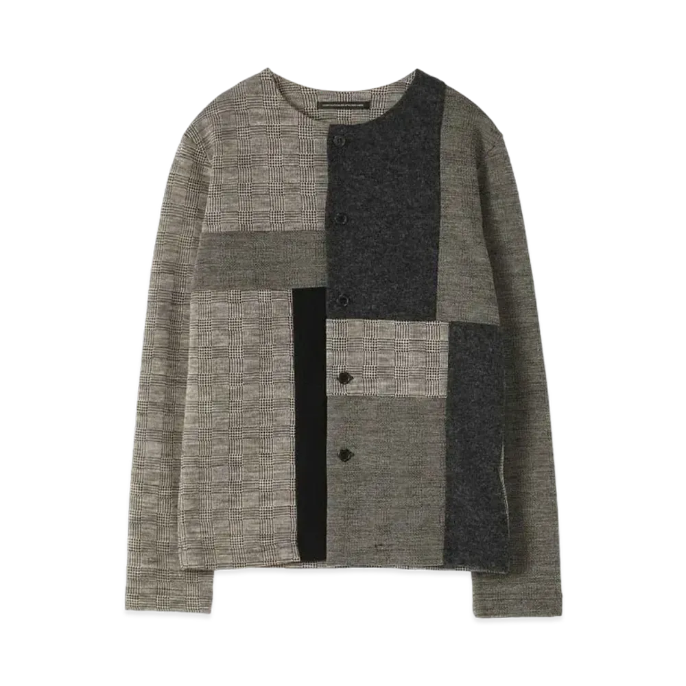 Yohji Yamamoto Y's GLEN CHECK PATCHWORK CARDIGAN A "Ivory"