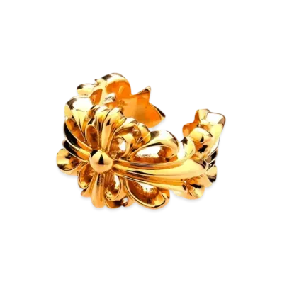 Chrome Hearts 22K Double Floral Cross Ring Size 23 "Gold"