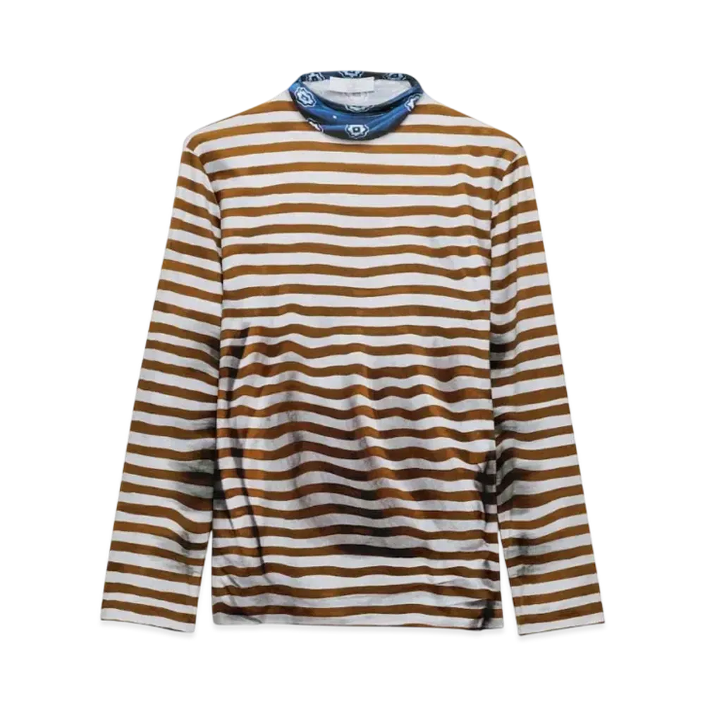 PRADA Men's Cotton Turtleneck Sweater "White/Brown"