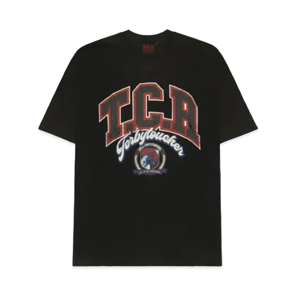 T.C.R COLLEGE LOGO CROPPED WASH S/S TEE "RED/BLACK"