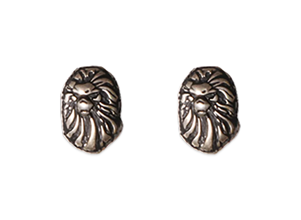 A BATHING APE Bape Black Item #9 Mad Face Ear Ring "Silver"