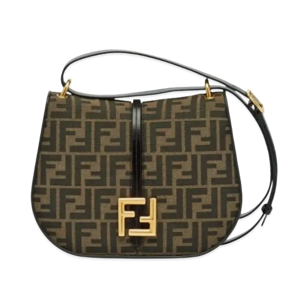 FENDI Camon Medium FF Jacquard Fabric Bag "Brown"