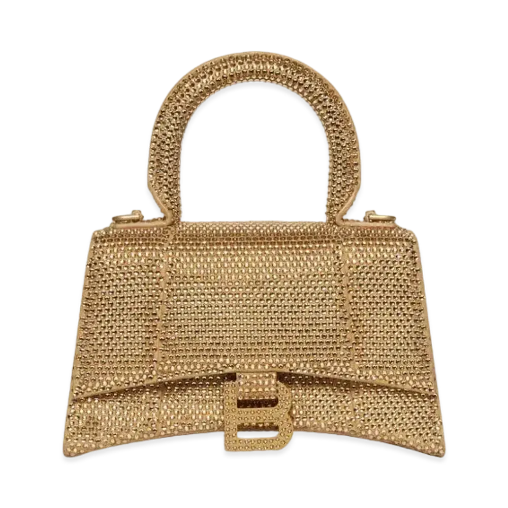 BALENCIAGA Hourglass XS Handbag Line Stone "Gold"