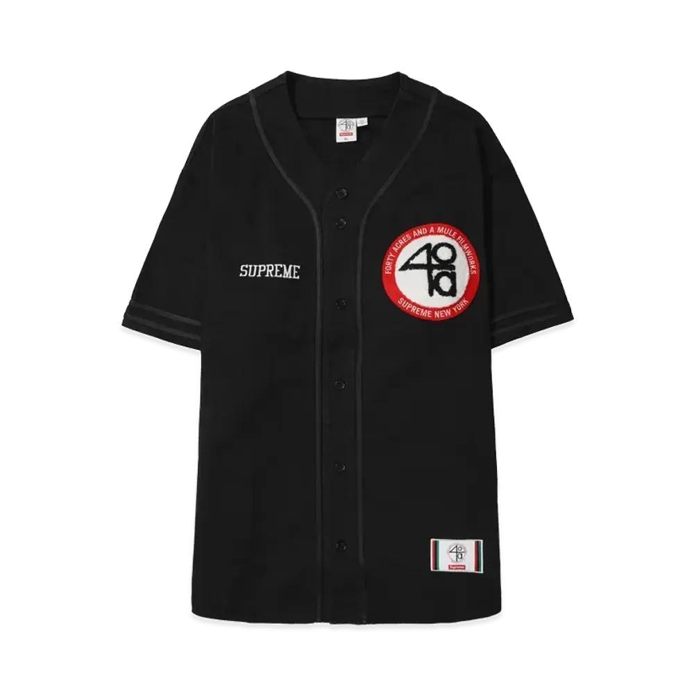 Supreme x 40 Acres Twill Baseball Jersey "Black"