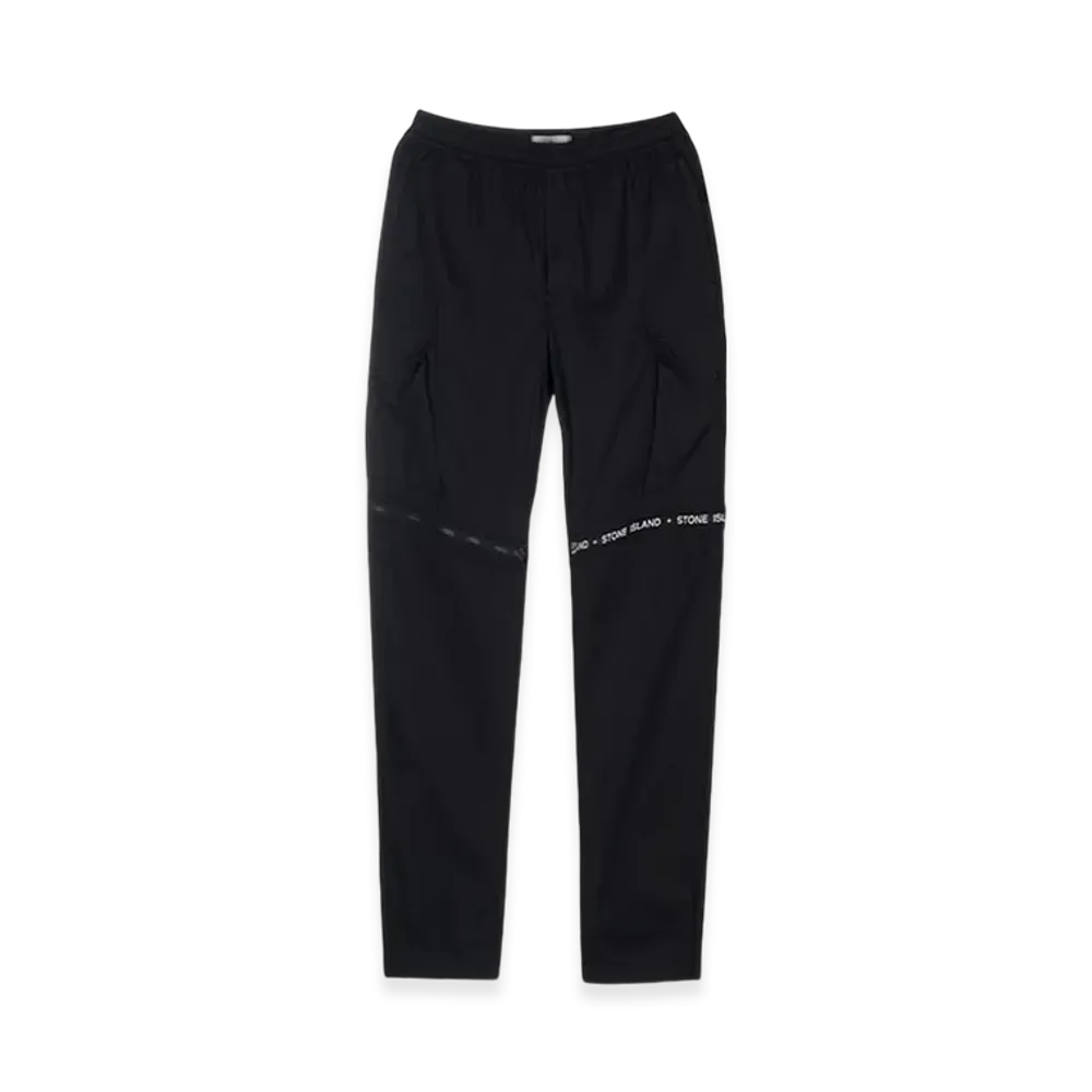 Stone Island 325E4 Stretch Tela Paracadute Regular Tapered Fit Cargo Trousers - 23FW "Black"