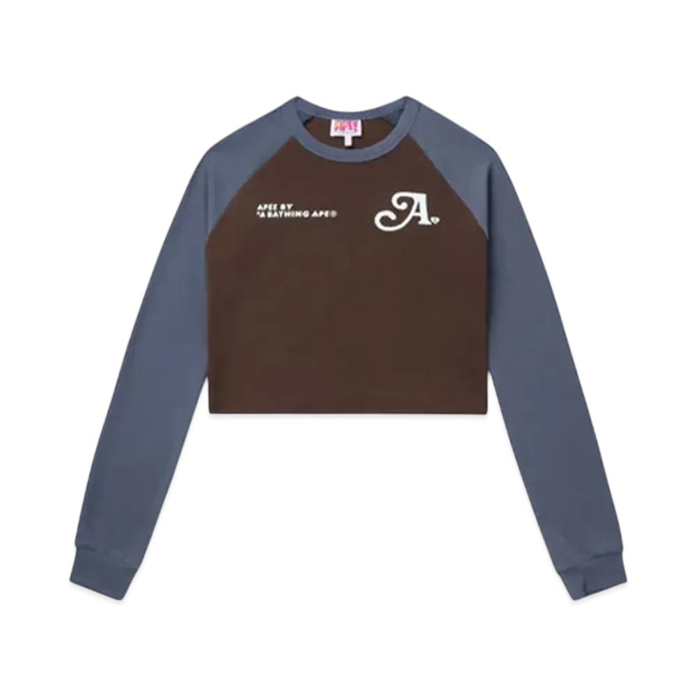 A BATHING APE Printed Long Sleeve Raglan Top "Brown"