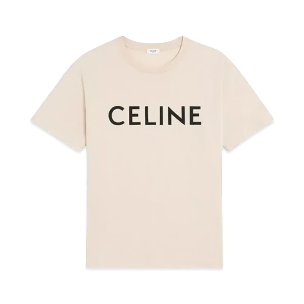 セリーヌ メンズ セリーヌ ルーズ Tシャツ / コットンジャージー "シャンパーニュ/ノワール" 2X681671Q.03HI