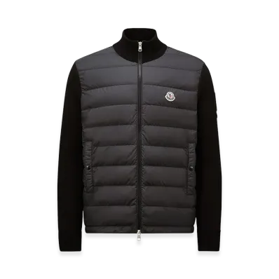 MONCLER Padded Zip-Up Cotton Cardigan "Black"