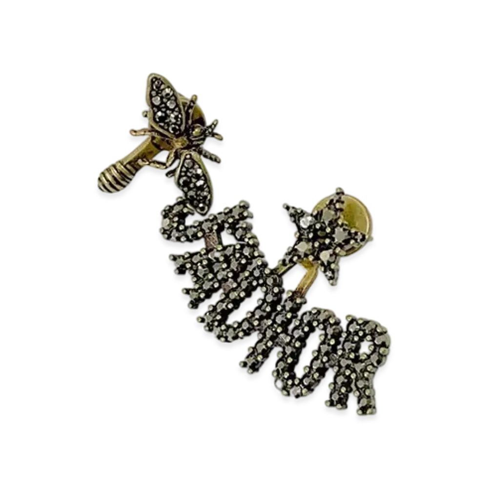 Dior J'Adior Logo Bee Star Earring "Gold"
