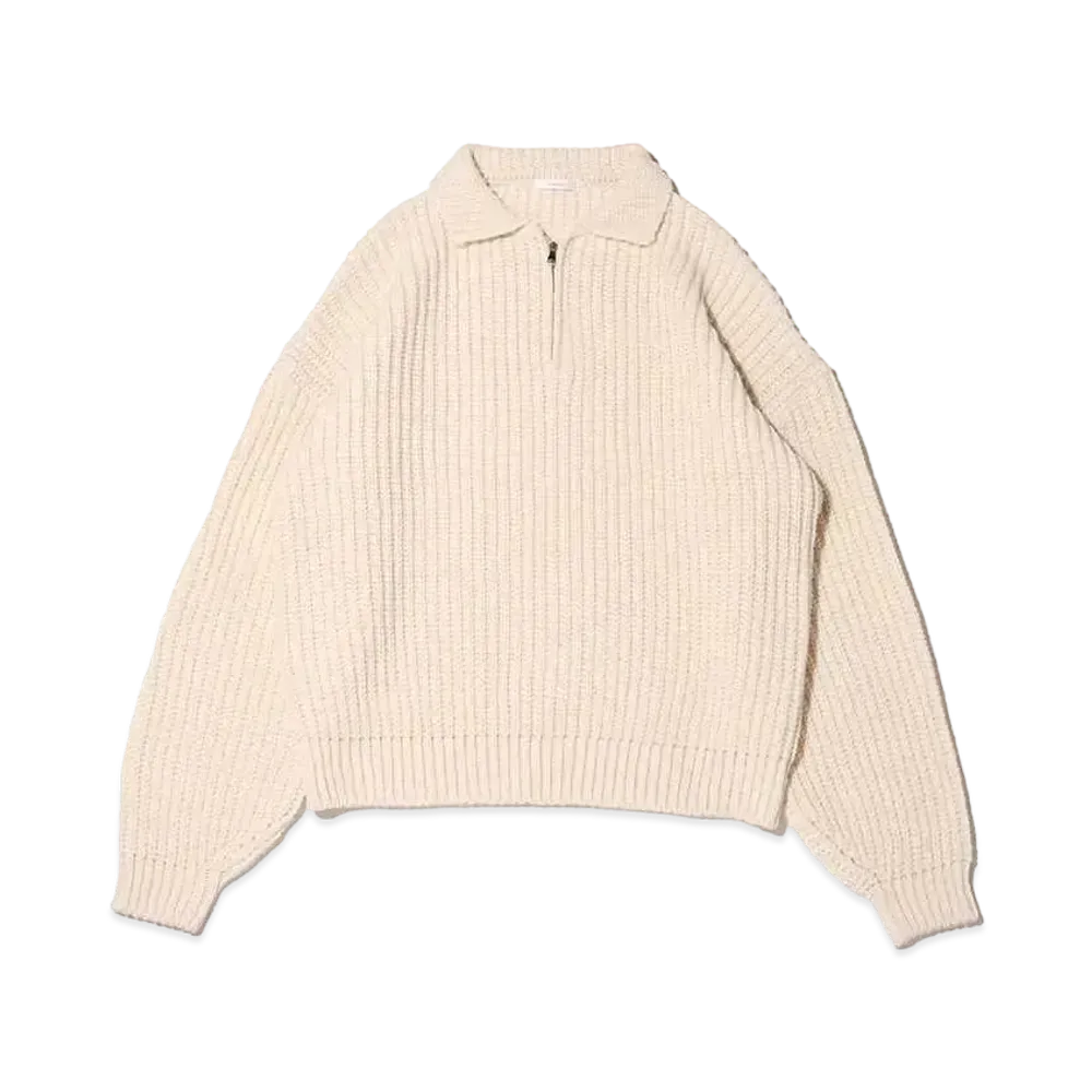 atmos pink Half-Zip Knit Tops "Ivory"