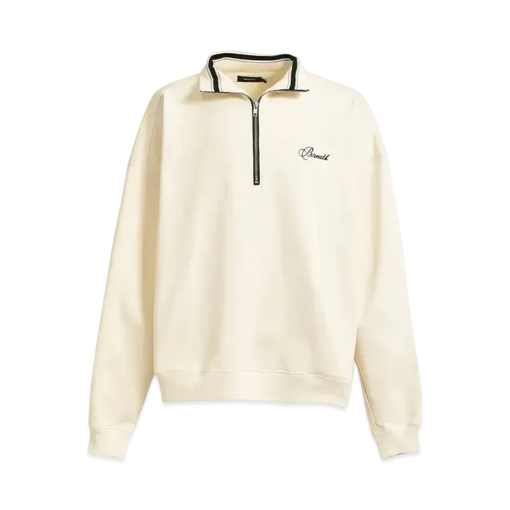 BREATH Script Logo Half Zip Sweat "White"