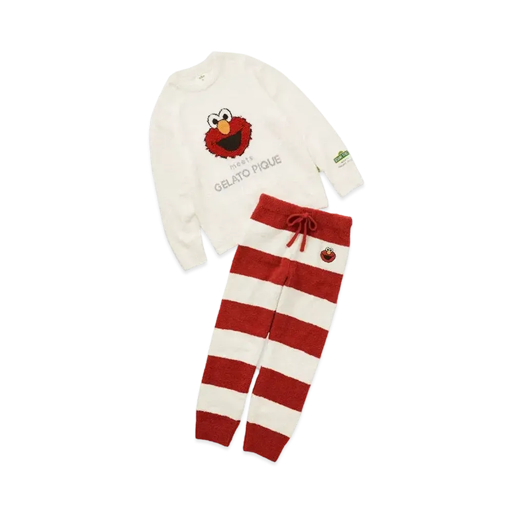 GELATO PIQUE x Sesame Street Homme Jacquard Pullover & Long Pants Set "Red"