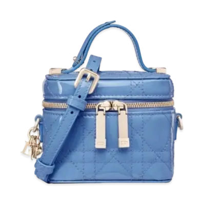 Dior Lady Dior Micro Vanity Canage Patent Calfskin "Blue"