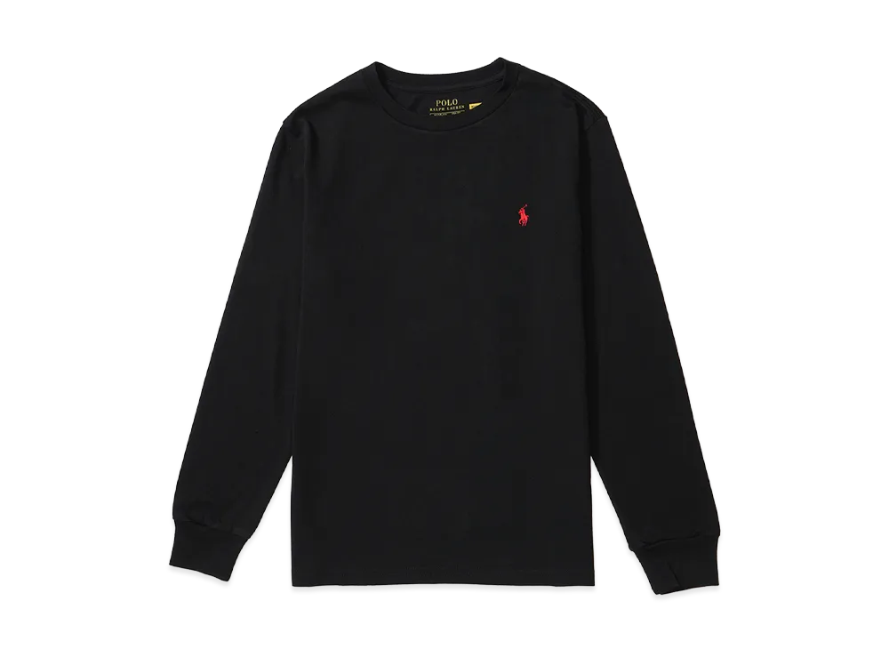 Ralph Lauren Kids Crewneck T-Shirt Long Sleeve Cotton Jersey "Black"