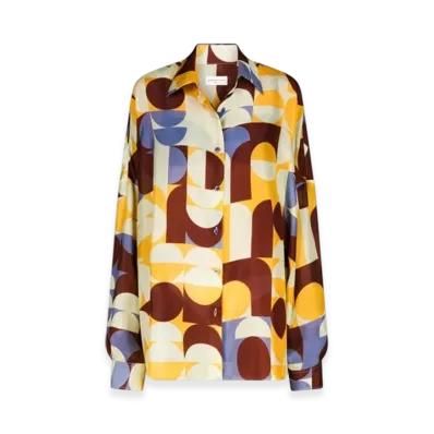 DRIES VAN NOTEN Women's Silk Cocoon Shirt "Rust"