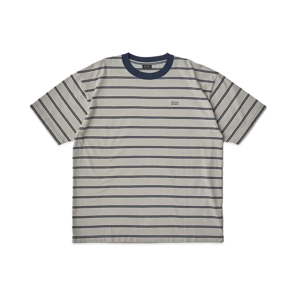 SEDAN ALL-PURPOSE Striped S/S Tee "Grey/Navy"