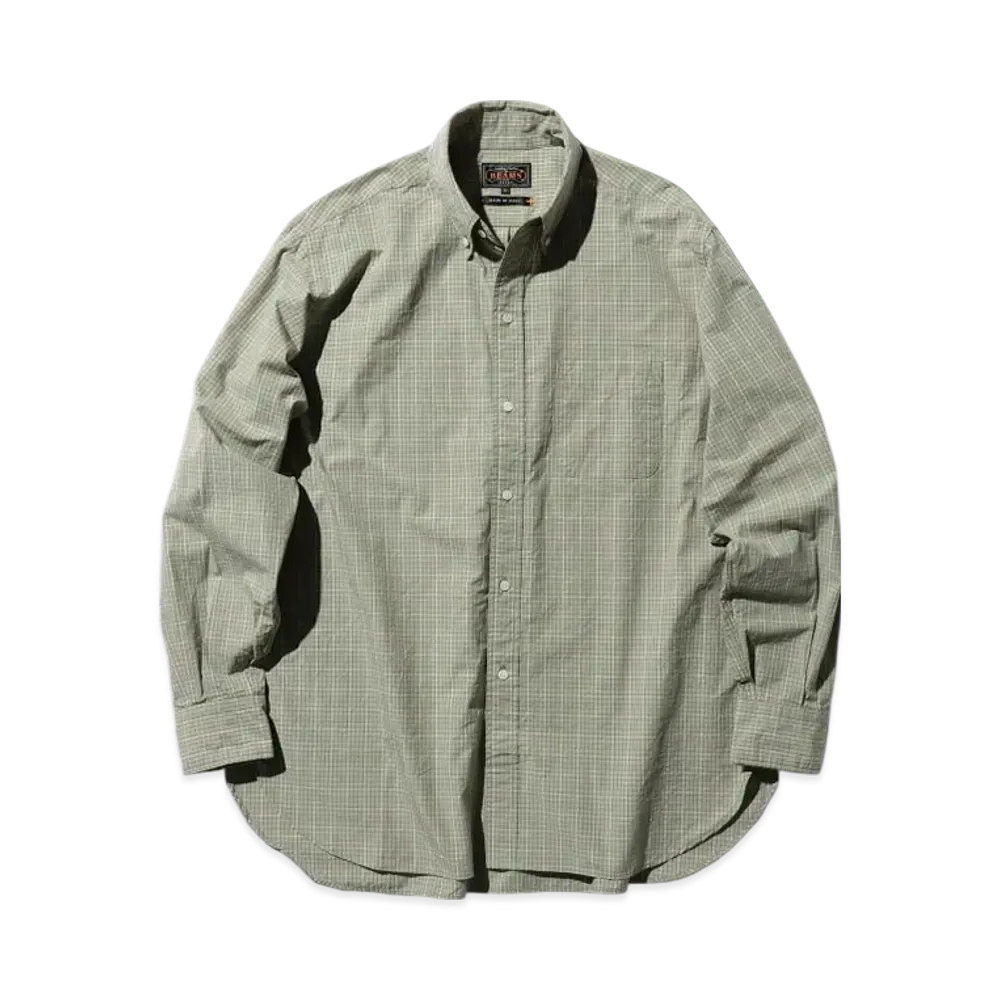 BEAMS B.D. Classic-fit Typewriter Plaid "Green"