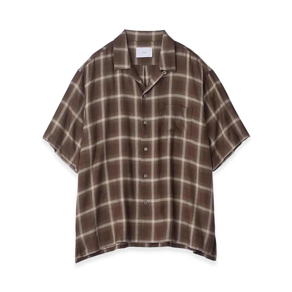 ssstein LY/VIS Check Oversized Open Collar Short Sleeve Shirt "Brown Ombre"