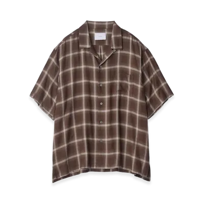 ssstein LY/VIS Check Oversized Open Collar Short Sleeve Shirt "Brown Ombre"