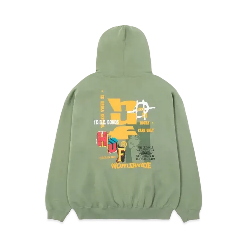 HUF Fall 24 Cut And Paste Fleece Hoodie "Olive"