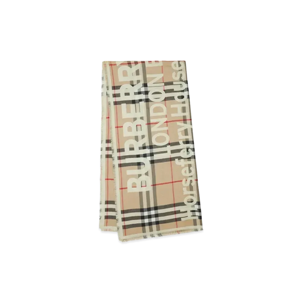 Burberry Montage Print Lightweight Silk Cashmere Scarf "Bright Yellow"