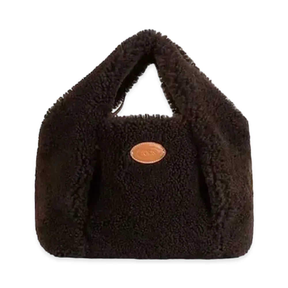 TOD'S Shirt Shopping Bag In Sheepskin Mini "Brown"