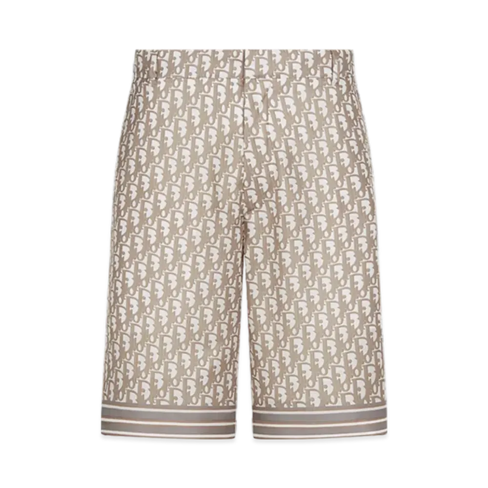Dior Oblique Bermuda Shorts Silk Twill "Beige"
