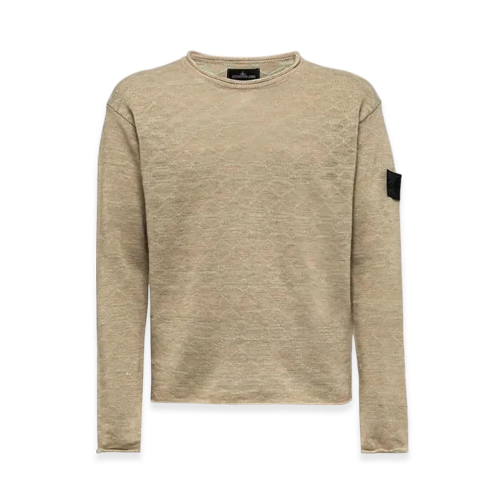 Stone Island Shadow Project 5011F Crewneck Hemp with Inner Pattern in Cotton Chenille Knit - 22SS "Beige"