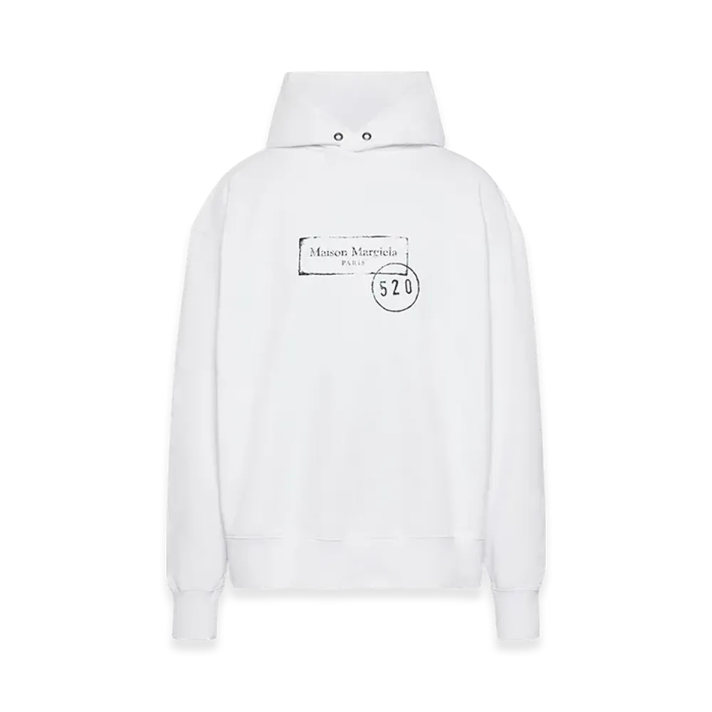 Maison Margiela Men's 520 Stamp Print Sweat Hoodie "White"