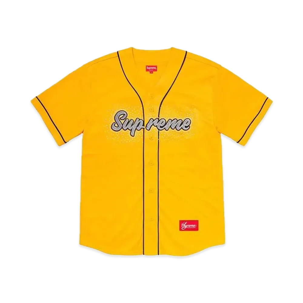 Supreme Rhinestone Baseball Jersey "Yellow"
