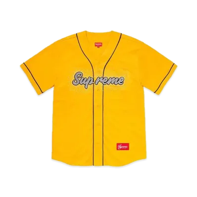 Supreme Rhinestone Baseball Jersey "Yellow"