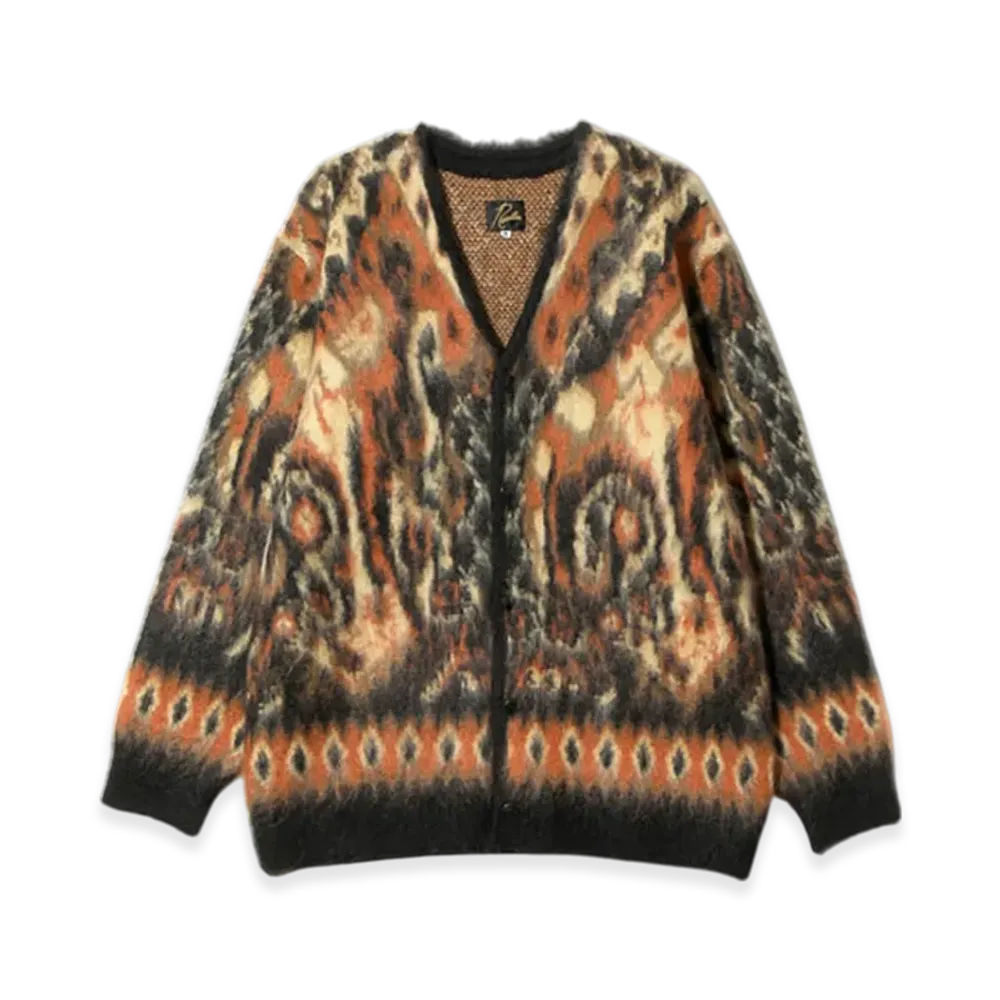 NEEDLES Mohair Cardigan - Paisley "Black/Orange"