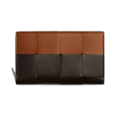 Bottega Veneta Cassette Zip Around Wallet "Fondente/Wood"