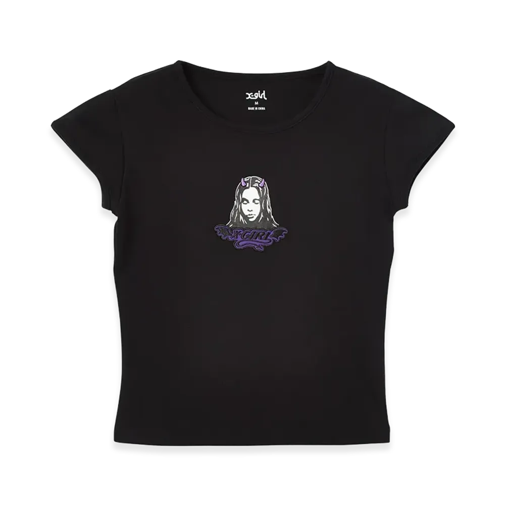 X-Girl Women's Devil Face S/S Baby Tee "Black"