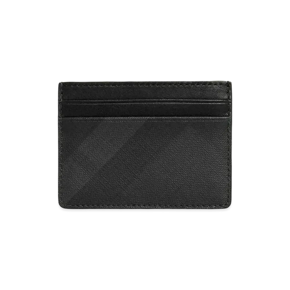 Burberry London Check and Leather Card Case "Dark Charcoal"