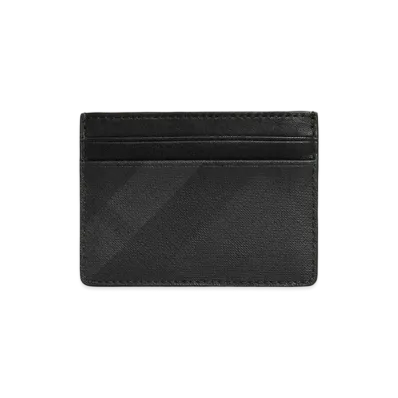 Burberry London Check and Leather Card Case "Dark Charcoal"