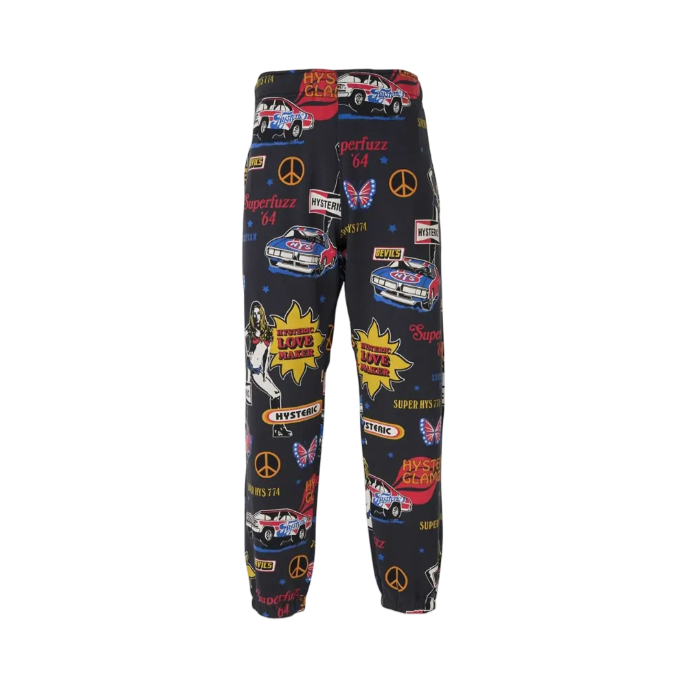 HYSTERIC GLAMOUR Love Maker Pattern Sweatpants "Black"