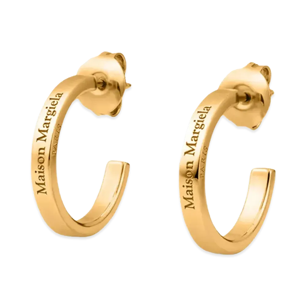 Maison Margiela Women's Hoop Earrings With Logo "Silver"