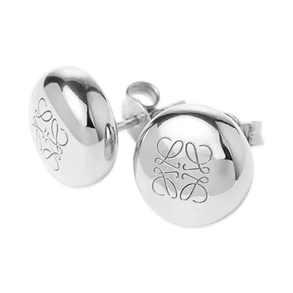 LOEWE Anagram Pebble Stud Earrings "Silver"