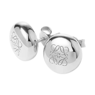 LOEWE Anagram Pebble Stud Earrings "Silver"