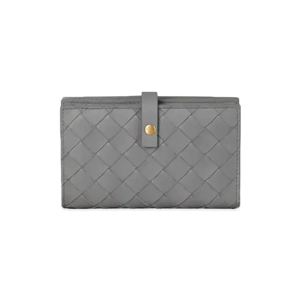 Bottega Veneta Intrecciato Lambskin Calfskin With Coin Purse "Concrete"