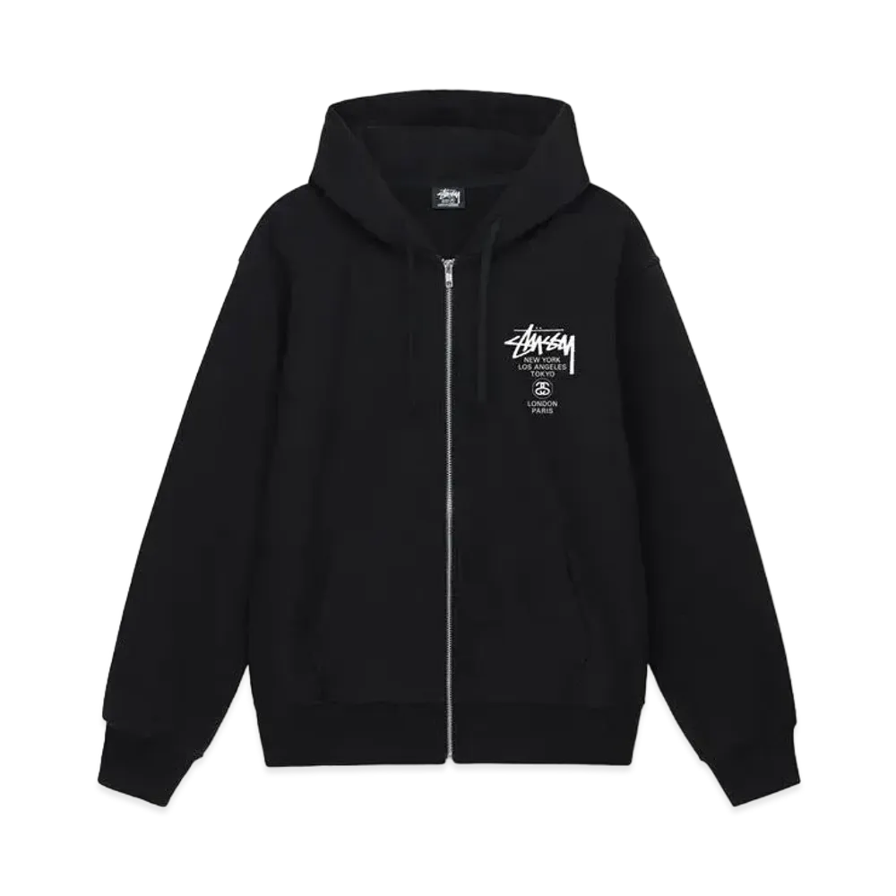 Stussy World Tour Zip Hoodie "Black"