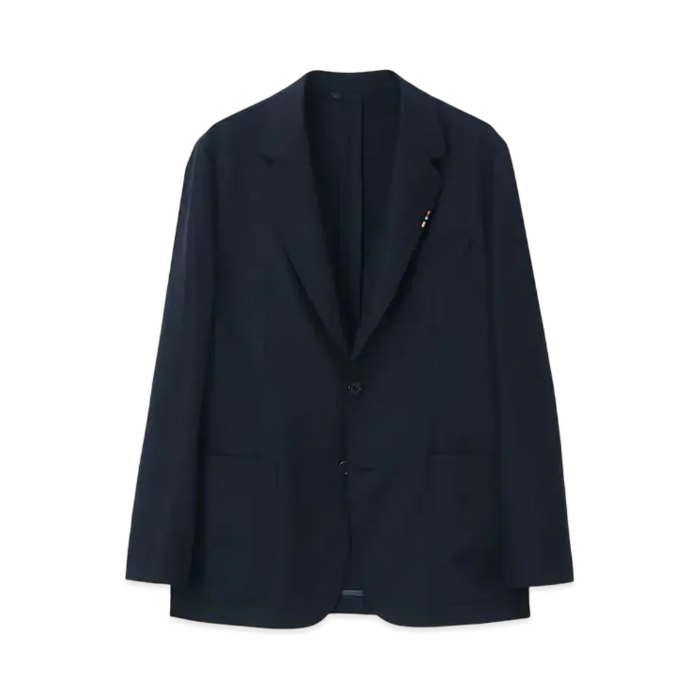 Paul Smith Solid Wool Stretch Jacket A Suit To Travel In "Navy"