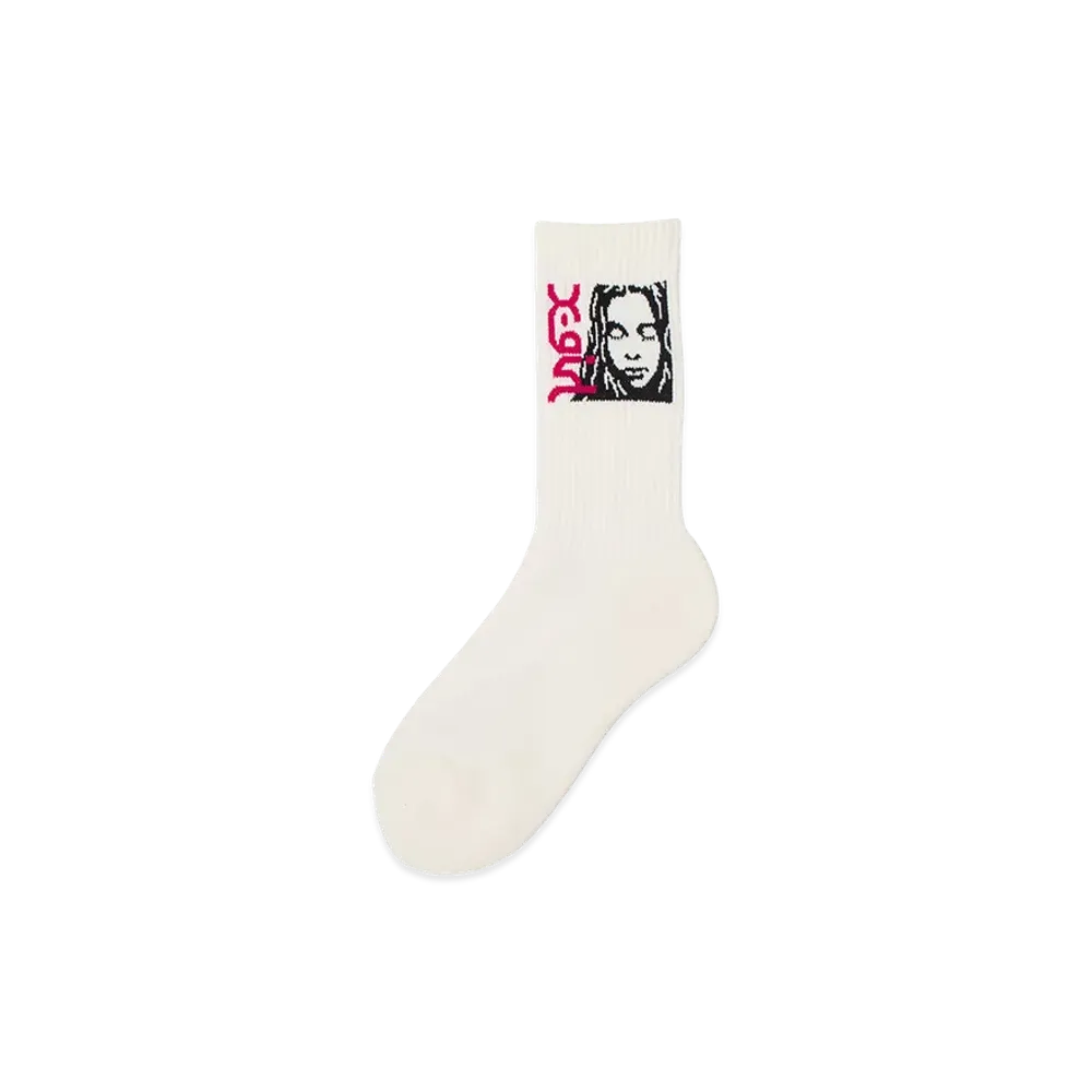 X-Girl Women's Side Logo Face Ribbed Socks "White"