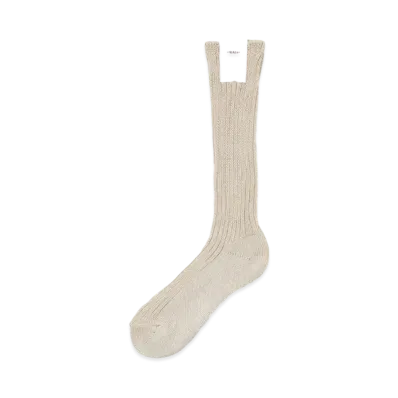 AURALEE Cotton Rib Low Gauge Socks "Beige"