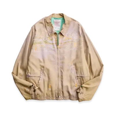 NICENESS B.Maxim Port Print Gabardine Jacket "Fade Camel"