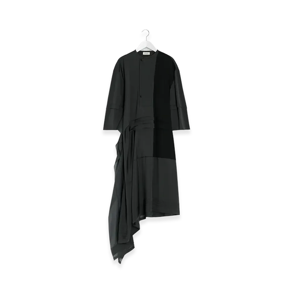 LEMAIRE Women's Pleated Blouse Dress "Slate Grey"