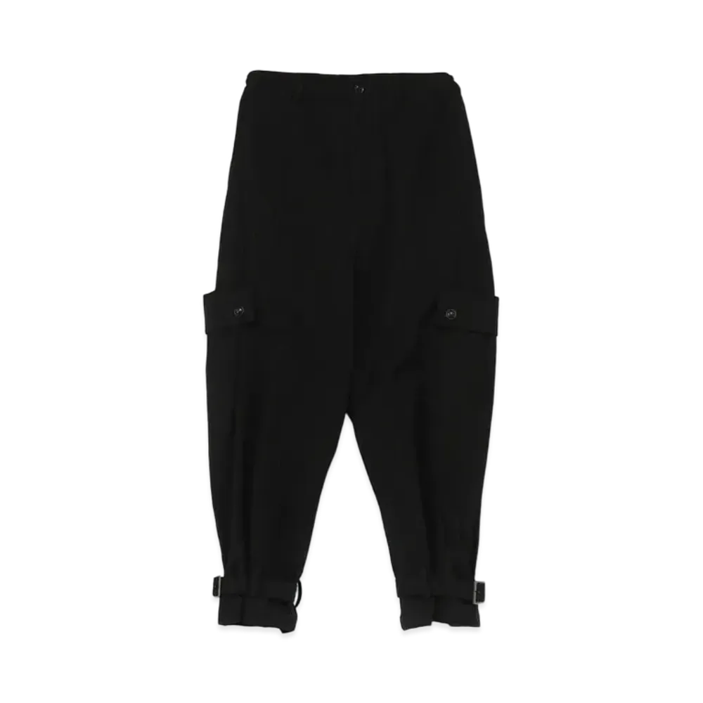 Yohji Yamamoto Y's INTERWEAVE TWILL CUT OUT POCKET PANTS "Black"